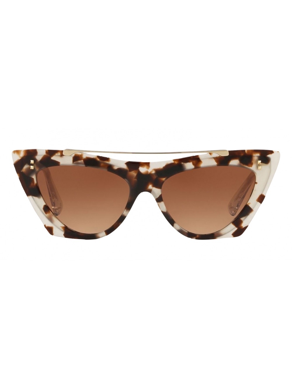 Valentino - Two-Tone Cat-Eye Frame Acetate Sunglasses - Brown - with Red Case